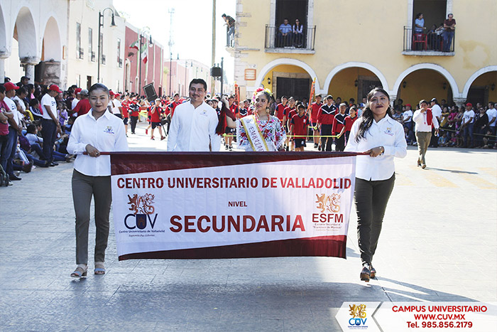 Centro Universitario de Valladolid - Secundaria Deportiva CUV Participa en Desfile Conmemorativo a la Revolución Mexicana