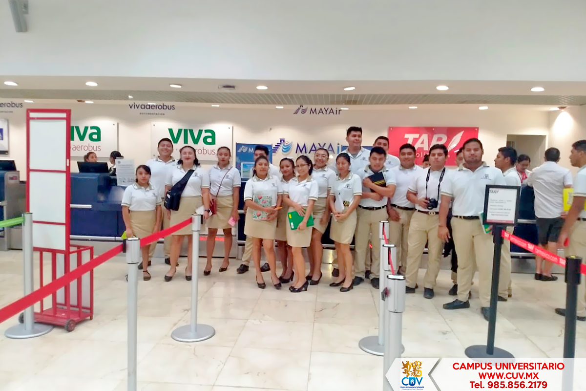 Centro Universitario de Valladolid - Alumnos de LAET del CUV Realizan Viaje de Estudios al Aeropuerto Internacional de Mérida